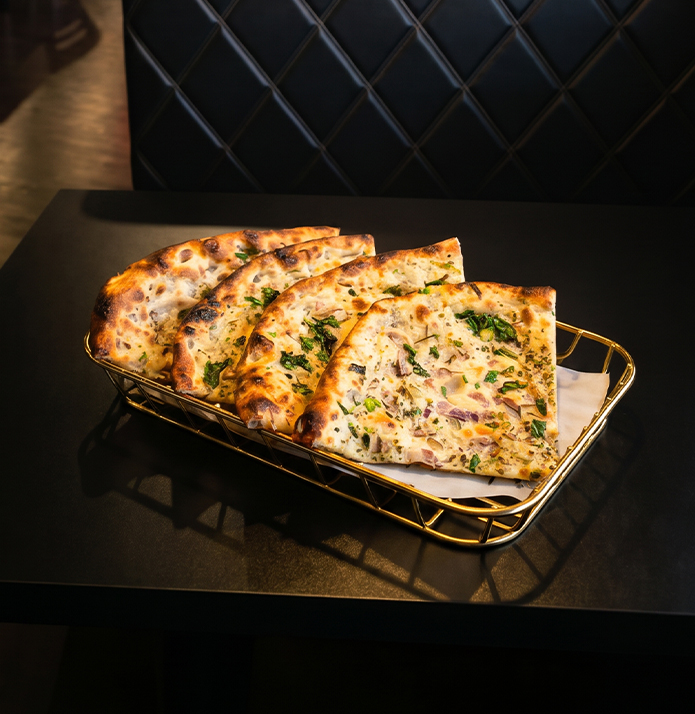 Garlic naan, fresh from the tandoor